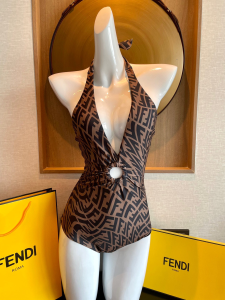 Fendi FF Logo Swimsuit Bikini Brown 