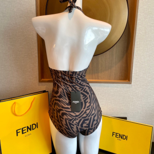 Essenceofluxury Free Gift Fendi FF Logo Swimsuit Bikini Brown SML A123PP105 AA195698