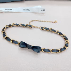Chanel Bownot Chain Leather Belt Black 