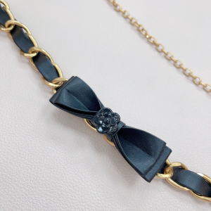 Essenceofluxury Womens Belts Chanel Bownot Chain Leather Belt in Black A175PP240 AA196061