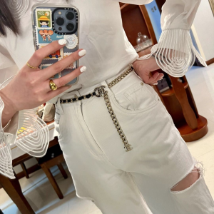 Essenceofluxury Womens Belts Chanel CC Chain and Leather Belts A152PP280 AA196018