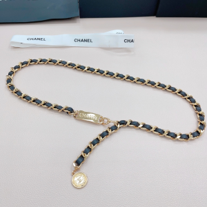 Essenceofluxury Womens Belts Chanel Chain Leather Belt in Black A175PP240 AA196062