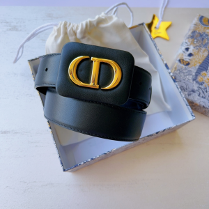 Essenceofluxury Womens Belts Dior Bobby Belt in Black Smooth Calfskin 34MM A175PP240 AA196034