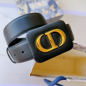 Essenceofluxury Womens Belts Dior Bobby Belt in Black Smooth Calfskin 34MM A175PP240 AA196034