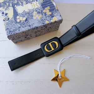 Essenceofluxury Womens Belts Dior Bobby Belt in Black Smooth Calfskin 34MM A175PP240 AA196034