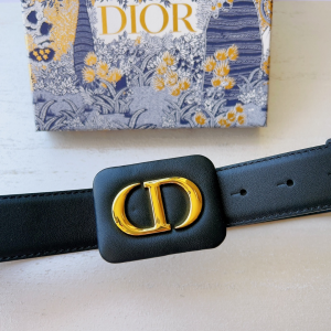 Essenceofluxury Womens Belts Dior Bobby Belt in Black Smooth Calfskin 34MM A175PP240 AA196034