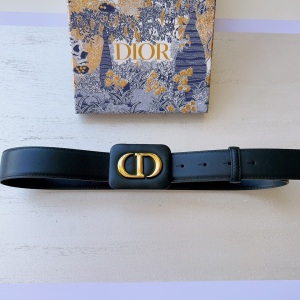 Essenceofluxury Womens Belts Dior Bobby Belt in Black Smooth Calfskin 34MM A175PP240 AA196034