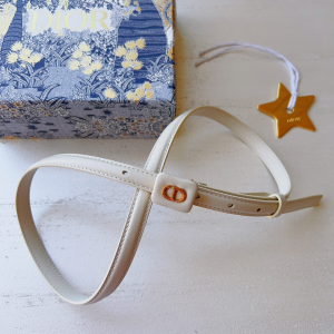 Essenceofluxury Womens Belts Dior Bobby Belt in White Smooth Calfskin 15MM A175PP240 AA196038