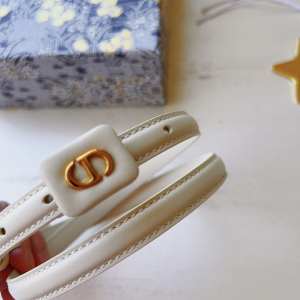 Essenceofluxury Womens Belts Dior Bobby Belt in White Smooth Calfskin 15MM A175PP240 AA196038