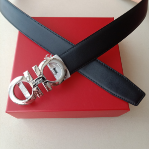 Essenceofluxury Womens Belts Ferragamo Leather Belt in Black 34MM A175PP240 AA196075