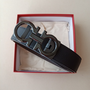 Ferragamo Leather Belt Black 34MM 