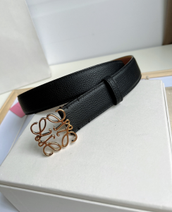 Loewe Anagram Leather Belt Black Brown 32MM 