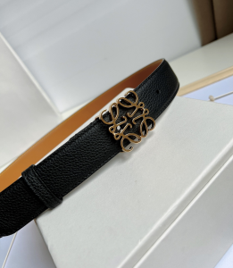 Essenceofluxury Womens Belts Loewe Anagram Leather Belt in Black Brown 32MM A175PP240 AA196049