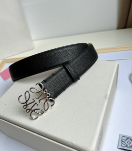 Loewe Anagram Leather Belt Black Brown 32MM 