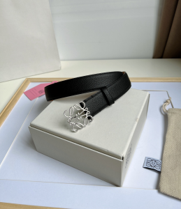 Essenceofluxury Womens Belts Loewe Anagram Leather Belt in Black Brown 32MM A175PP240 AA196050