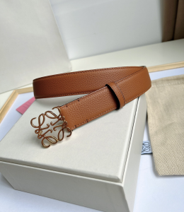 Loewe Anagram Leather Belt Brown 32MM 