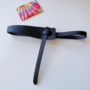 Essenceofluxury Womens Belts Loewe Leather Knot Belt in Black 40MM A175PP240 AA196029