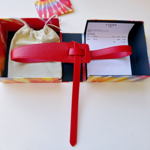 Essenceofluxury Womens Belts Loewe Leather Knot Belt in Red 40MM A175PP240 AA196027