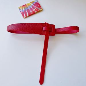 Essenceofluxury Womens Belts Loewe Leather Knot Belt in Red 40MM A175PP240 AA196027