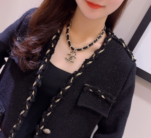 Essenceofluxury Womens Jewelry Chanel CC Chain and Leather Necklaces A152PP280 AA196017