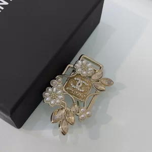 Chanel Crystals CC Leaf Brooch 