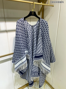 Essenceofluxury Womens Scarf Dior Oblique Cashmere Silk Shawl Scarf in Blue A151PP380 AA195732