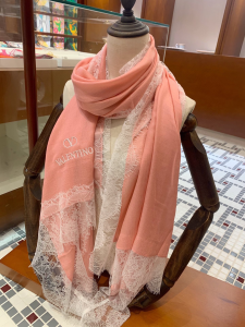 Valentino Silk Lace Shawl Scarf Pink 