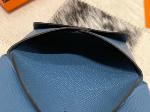 Essenceofluxury Free Gift Hermes Calvi Duo Compact Card Holder in Blue A62PP85 AA196212