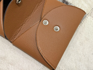 Essenceofluxury Free Gift Hermes Calvi Duo Compact Card Holder in Brown A62PP85 AA196213