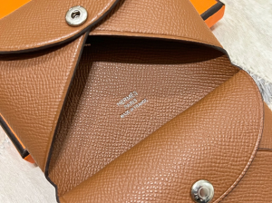 Essenceofluxury Free Gift Hermes Calvi Duo Compact Card Holder in Brown A62PP85 AA196213