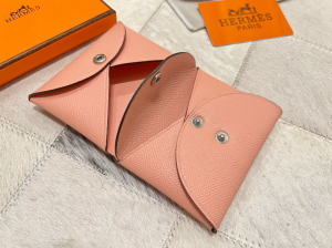 Essenceofluxury Free Gift Hermes Calvi Duo Compact Card Holder in Pink A62PP85 AA196209
