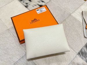Essenceofluxury Free Gift Hermes Calvi Duo Compact Card Holder in White A62PP85 AA196208