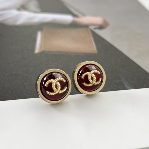 Essenceofluxury Womens Jewelry Chanel Gold CC Logo Round Earrings Red A62PP180 AA196216