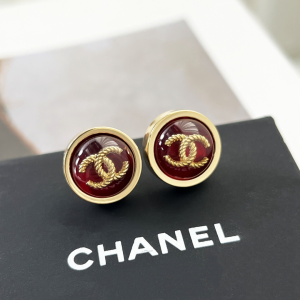 Essenceofluxury Womens Jewelry Chanel Gold CC Logo Round Earrings Red A62PP180 AA196216