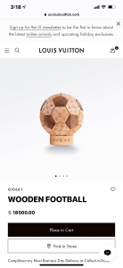 Essenceofluxury Womens Accessories Louis Vuitton Wooden Football GI0661 A130PP1280 AA196350