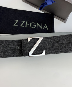 Essenceofluxury Mens Belts Zegna Leather Belt in Black 40MM A175PP240 AA196573