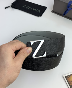 Essenceofluxury Mens Belts Zegna Leather Belt in Black 40MM A175PP240 AA196573