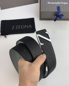 Essenceofluxury Mens Belts Zegna Leather Belt in Black 40MM A175PP240 AA196573