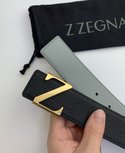 Essenceofluxury Mens Belts Zegna Leather Belt in Black 40MM A175PP240 AA196574