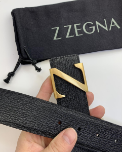 Essenceofluxury Mens Belts Zegna Leather Belt in Black 40MM A175PP240 AA196574