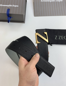 Essenceofluxury Mens Belts Zegna Leather Belt in Black 40MM A175PP240 AA196574