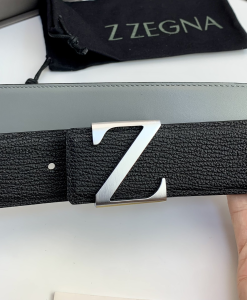 Essenceofluxury Mens Belts Zegna Leather Belt in Black 40MM A175PP240 AA196575