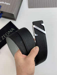 Essenceofluxury Mens Belts Zegna Leather Belt in Black 40MM A175PP240 AA196575