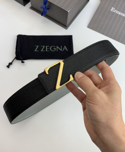 Zegna Leather Belt Black 40MM 