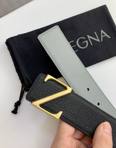 Essenceofluxury Mens Belts Zegna Leather Belt in Black 40MM A175PP240 AA196576