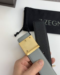 Essenceofluxury Mens Belts Zegna Leather Belt in Black 40MM A175PP240 AA196576