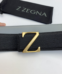 Essenceofluxury Mens Belts Zegna Leather Belt in Black 40MM A175PP240 AA196576
