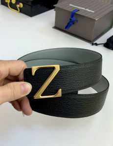 Essenceofluxury Mens Belts Zegna Leather Belt in Black 40MM A175PP240 AA196576