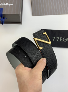 Essenceofluxury Mens Belts Zegna Leather Belt in Black 40MM A175PP240 AA196576