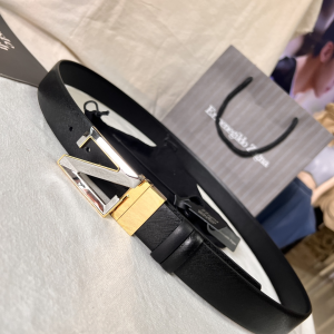 Zegna Leather Belt Black 